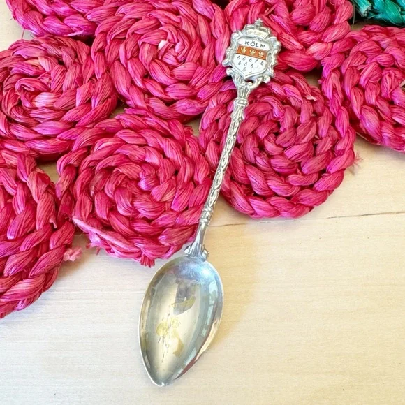 800 Silver Vintage Germany Enamel "Cologne / Köln" Coat of Arms Spoon - Picture 2 of 8